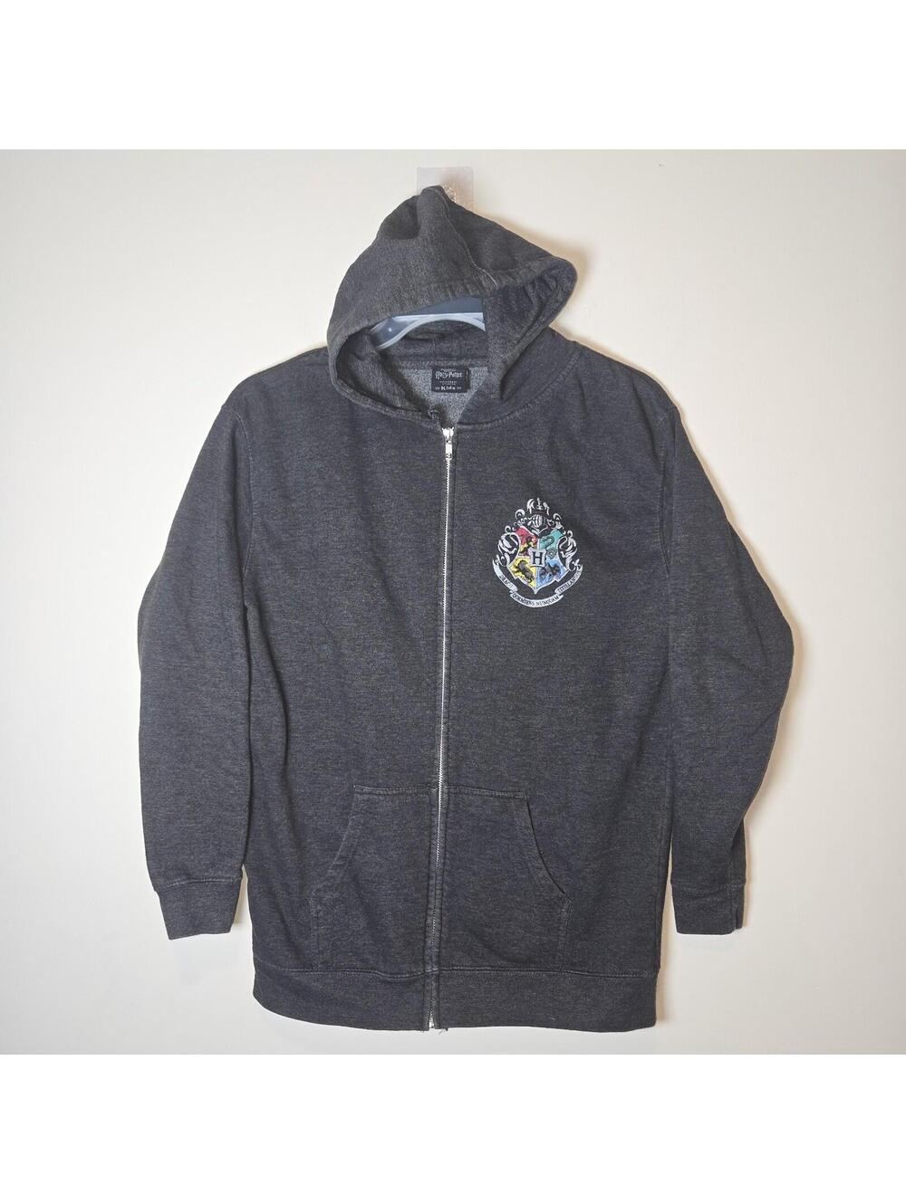 Universal Studios Kids Harry Potter Hogwarts Full Zip Hoodie Charcoal Gray sz XL